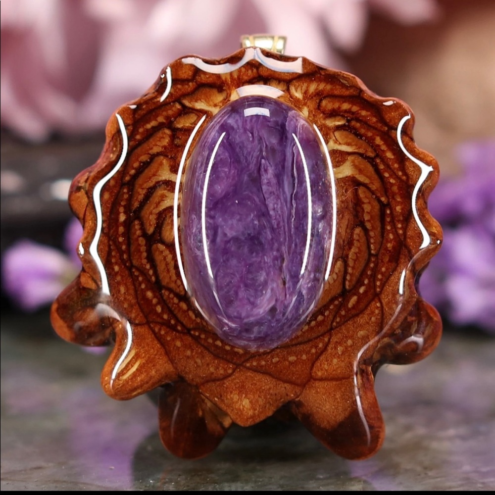 Third eye pinecone Charoite Necklace